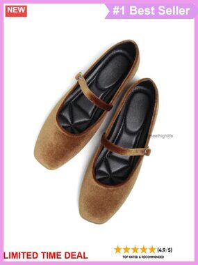 Mary Jane Square Toe Ankle Strap Ballet Flats Low Heel